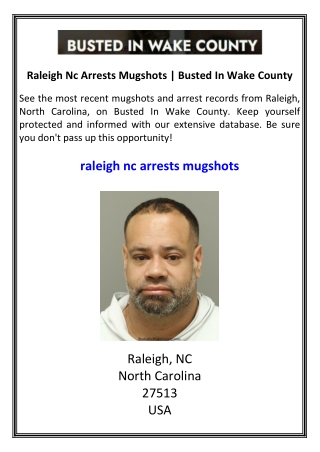 Raleigh Nc Arrests Mugshots  Busted In Wake County