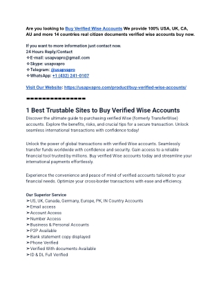 Top 5 Trustable Marketplace to Buy Verified Wise Accounts
