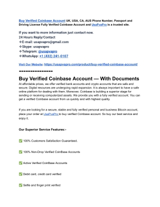 Buy Verified Coinbase Account : 100% Secure