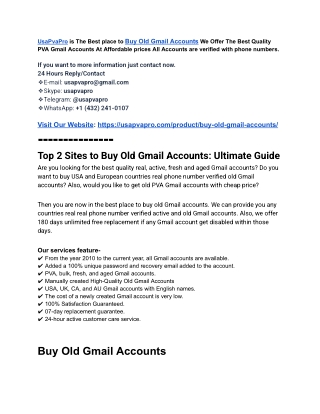 All County Buy Old Gmail Accounts (PVA & Aged)