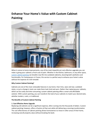 Enhance Your Home's Value with Custom Cabinet Painting