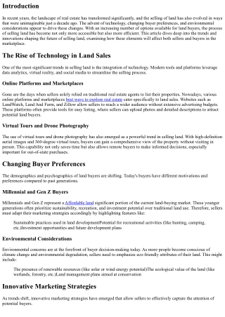 The Future of Selling Land: Trends and Innovations Shaping the Industry