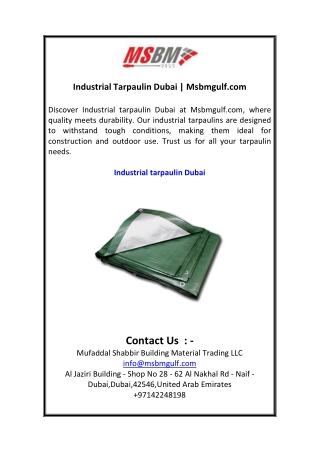 Industrial Tarpaulin Dubai  Msbmgulf.com