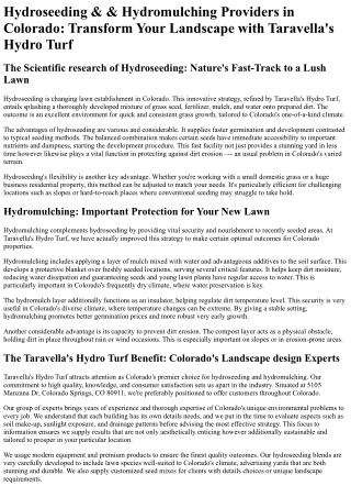 Taravellas Hydro Turf