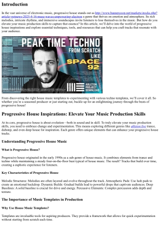 Progressive House Inspirations: Elevate Your Music Production Skills