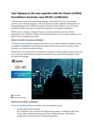 Your highway to the Java expertise with the Oracle Certified Foundations Associate 1Z0-811