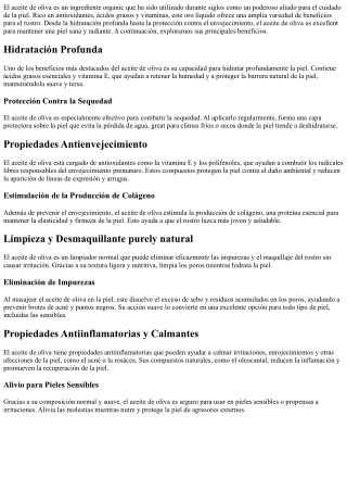 Beneficios del Aceite de Oliva en el Rostro