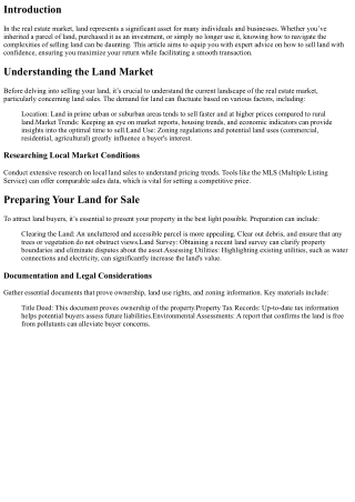 Sell Land with Confidence: Expert Advice