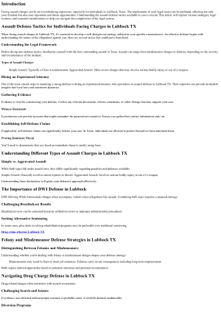Assault Defense Tactics for Individuals Facing Charges in Lubbock