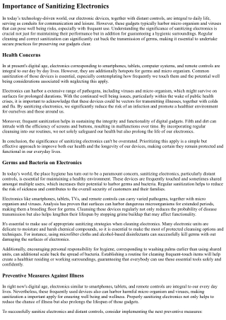 Sanitizing Electronics And Distant Controls Safely