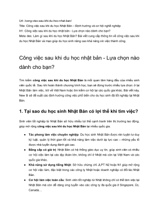 11- Công việc sau khi du học Nhật Bản