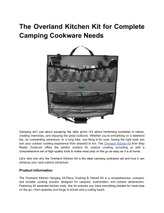 The Overland Kitchen Kit for Complete Camping Cookware Needs