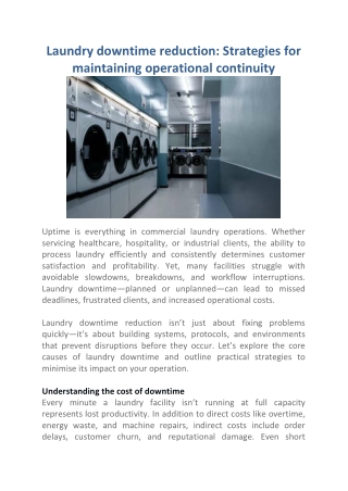Tips for laundry downtime reduction