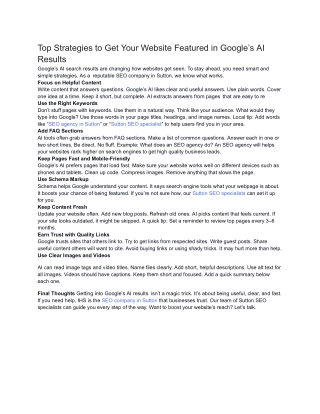 Top Strategies to Get Your Website Featured in Google’s AI Results