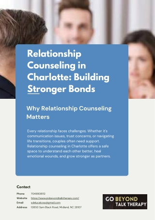 Reconnect with Relationship Counseling in Charlotte