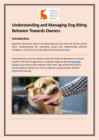 Understanding and Managing Dog Biting Behavior Towards Owners