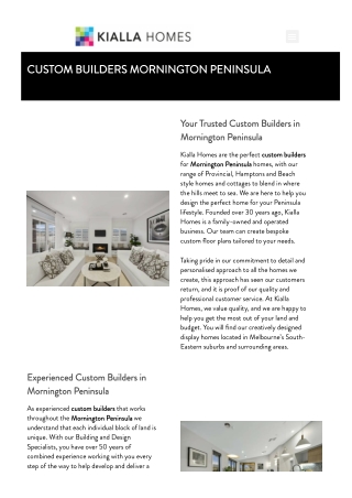 Custom Builders Mornington Peninsula