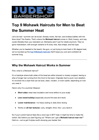 Top 9 Mohawk Haircuts for Men to Beat the Summer Heat