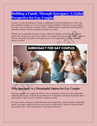 Building a Family Through Surrogacy A Global Perspective for Gay Couples