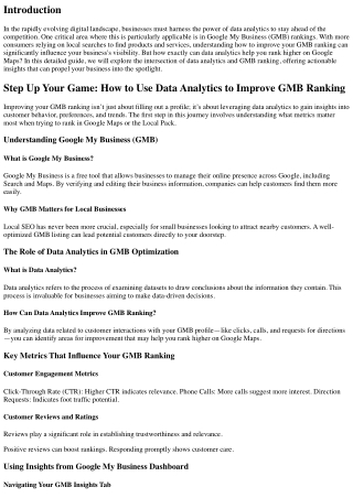 Step Up Your Game: How to Use Data Analytics to Improve GMB Ranking