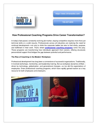 How Professional Coaching Programs Drive Career Transformation?