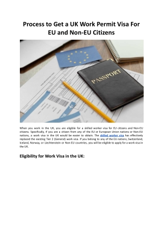 Process to Get a UK Work Permit Visa For EU and Non-EU Citizens - My Legal Services
