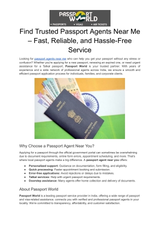 Find Trusted Passport Agents Near Me – Fast, Reliable, and Hassle-Free Service