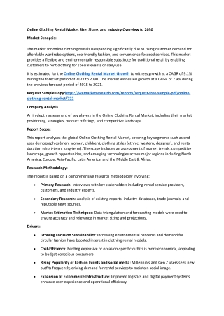 Online Clothing Rental Market Size, Share, and Industry Overview to 2030
