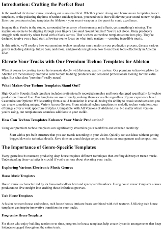 Elevate Your Tracks with Our Premium Techno Templates for Ableton