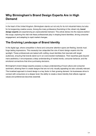 Why Birminghams Brand Design Experts Are in High Demand