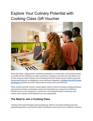 Explore Your Culinary Potential with Cooking Class Gift Voucher