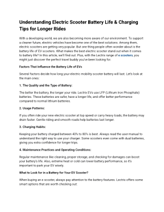 Electric Scooter Battery Life & Charging Guide