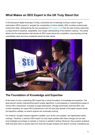 What Makes an SEO Expert in the UK Truly Stand Out