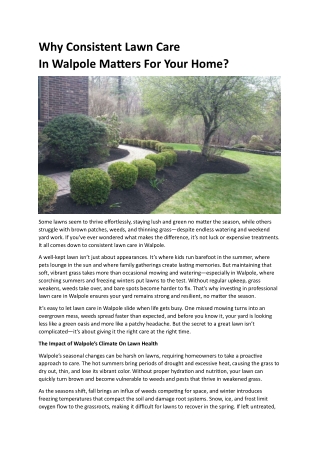 Lawn Care In Walpole