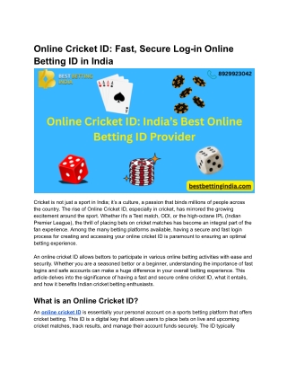 Online Cricket ID_ Fast, Secure Log-in Online Betting ID in India
