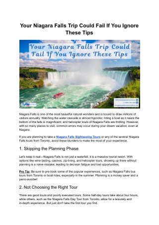 Your Niagara Falls Trip Could Fail If You Ignore These Tips