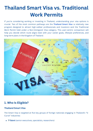 Thailand Smart Visa vs. Traditional Work Permits