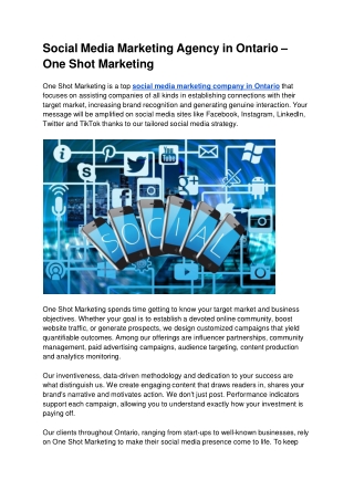 Social Media Marketing Agency in Ontario – One Shot Marketing