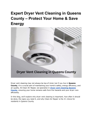 _Dryer Vent Cleaning in Queens County