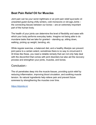 Best Pain Relief Oil For Muscles