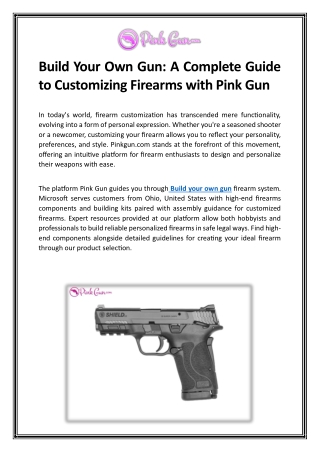 Build Your Own Gun A Complete Guide to Customizing Firearms with Pink Gun