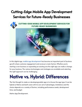 Cutting-Edge Mobile App Development Services for Future-Ready Businesses