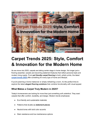 Carpet Trends 2025_ Style, Comfort & Innovation for the Modern Home