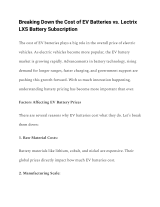 Breaking Down EV Battery Costs vs Lectrix LXS Battery Subscription