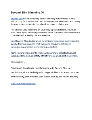 Beyond Slim Slimming Oil