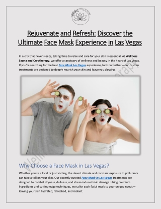 Face Mask Las Vegas by Wellness Sauna and Cryotherapy
