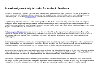 Trusted Assignment Help in London for Academic Excellence