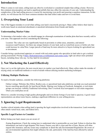 5 Mistakes to Avoid When Selling Your Land