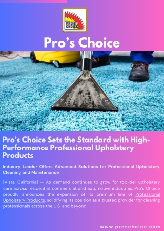 Pro’s Choice Sets the Standard with High-Performance Professional Upholstery Products