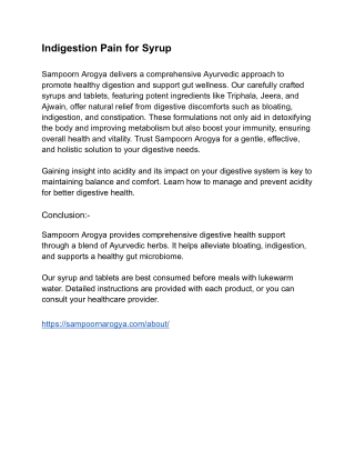 Indigestion Pain for Syrup